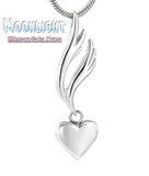 Angel Wings Heart Urn Cremation Necklace