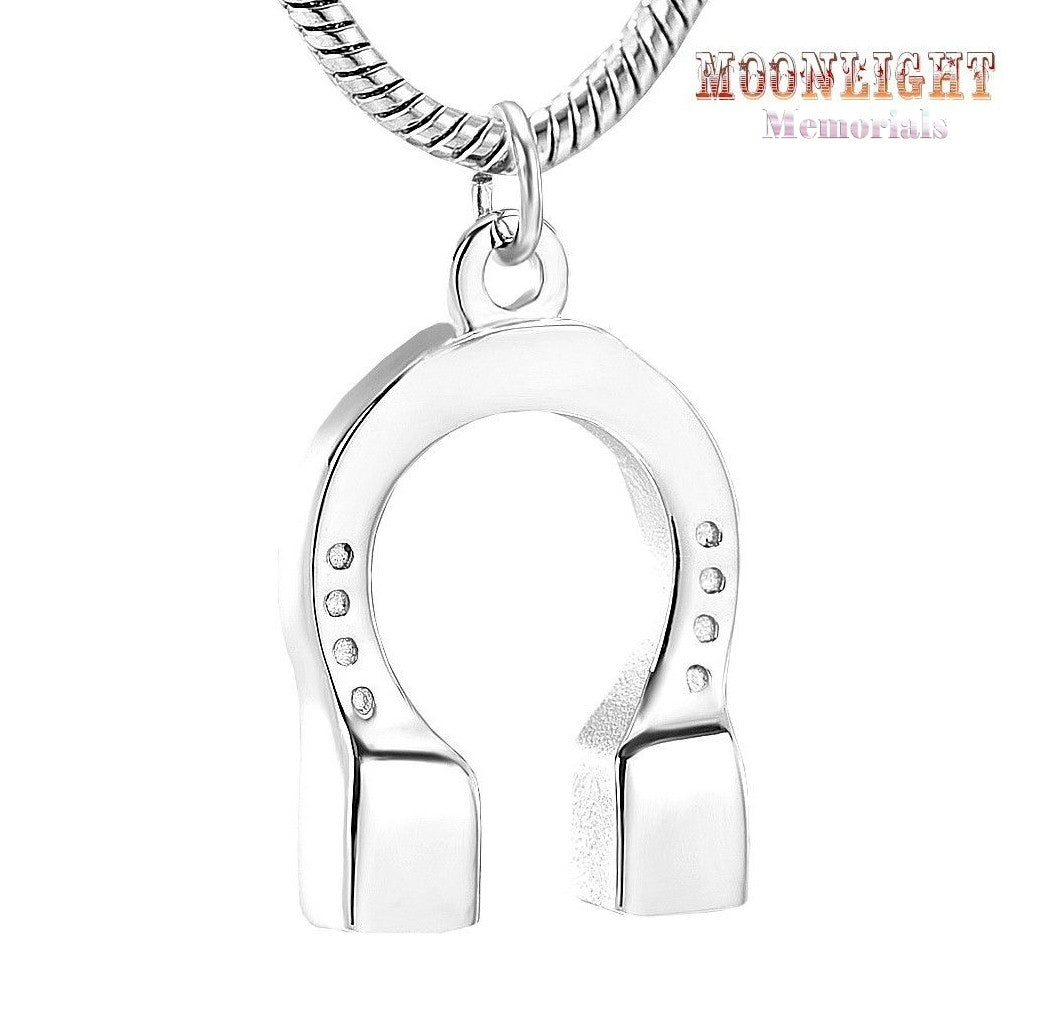 Horseshoe Urn Necklace For Ashes - Memorial Keepsake Pendant With 12 Birthstones, Cremation Jewelry
