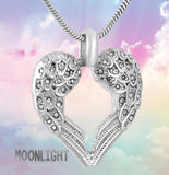 New Angel Wings Heart Crystal Cremation Urn Keepsake Ashes Memorial Necklace