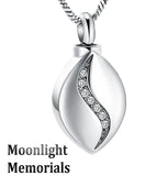 Elegant Inlay Crystal Stainless Steel Urn Cremation Necklace
