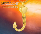 Fish Hook Heart Urn Cremation Necklace
