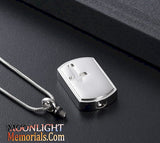 Cross Embossed Dog Tag Cremation Urn Keepsake Ashes Memorial Necklace