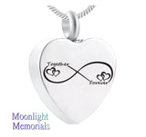 New Together Forever Infinity Heart Urn Ashes Cremation Memorial Necklace