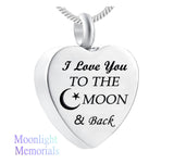 New I Love you to the moon and back Heart Urn Ashes Cremation Memorial Necklace
