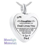 New To My Daughter Dad Loves You Cremation Urn Ashes Necklace