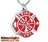 Fire Dept Urn Red Print Pet Heart Urn Cremation Ashes Necklace